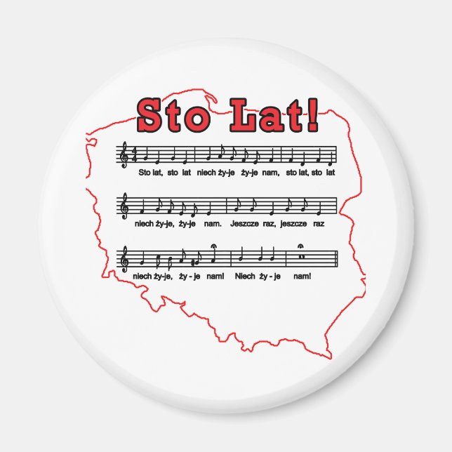 Sto Lat! Song Polish Map Magnet (Front)