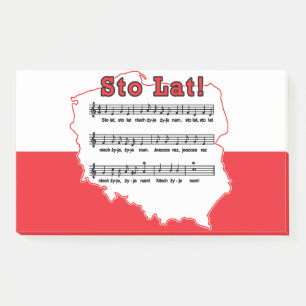 Sto Lat! Song Polish Map Post-it Notes