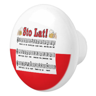 Sto Lat! Song With Beer Mugs Ceramic Knob