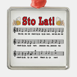 Sto Lat! Song With Beer Mugs Metal Ornament