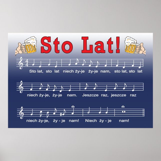 Sto Lat! Song With Beer Mugs Poster (Front)