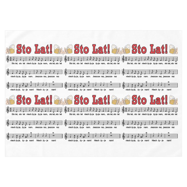 Sto Lat! Song With Beer Mugs Tablecloth (Front (Horizontal))