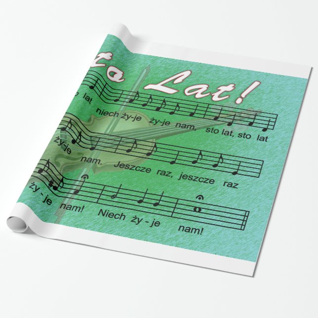 Sto Lat Song With Fiddle Wrapping Paper (Unrolled)