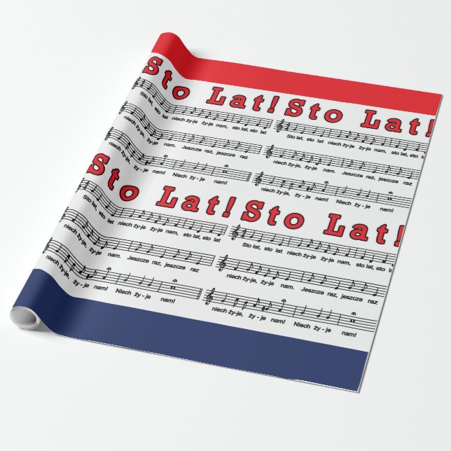 Sto Lat! Song Wrapping Paper (Unrolled)