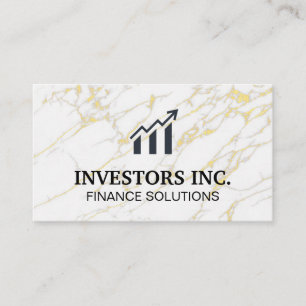 Stock Broker   Stock Graph   Gold White Marble Business Card