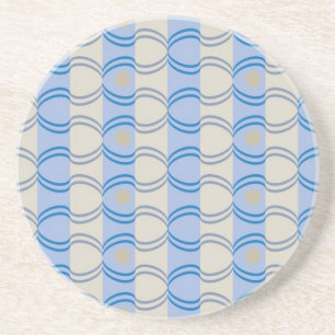 Stock Candystripe Blue Tan Coaster