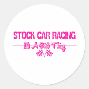 Stock Car Racing Classic Round Sticker