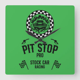 Stock Car Racing Gift Square Wall Clock