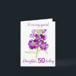 Stock flowers purple daughter 40th birthday card<br><div class="desc">Personalize this card for an extra special touch to follow your needs. Night scented stock flowers purple themed birthday card,  Daughter 50 years card. Artwork is modified from an original watercolor painting by Sarah Trett.</div>