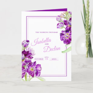 Stock flowers purple watercolor art wedding program