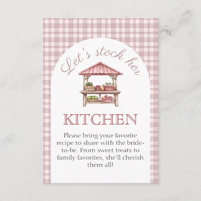 Stock her Kitchen recipe Bridal Shower card (Front)