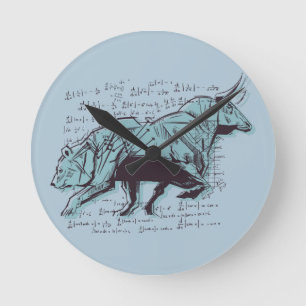 Stock Market Analysis Finance Round Clock