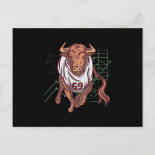 Stock market bull postcard