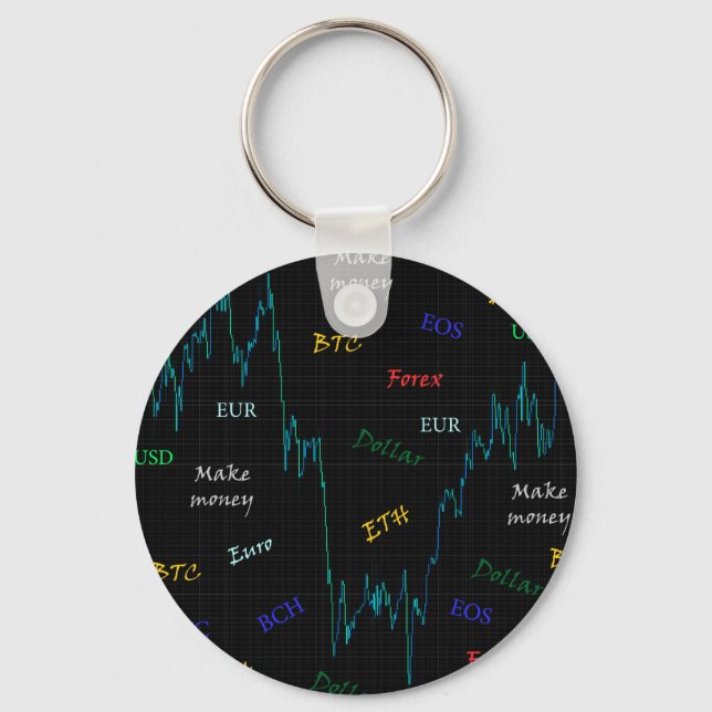 Stock Market Candlestick Chart Buy Low Sell High Key Ring (Front)