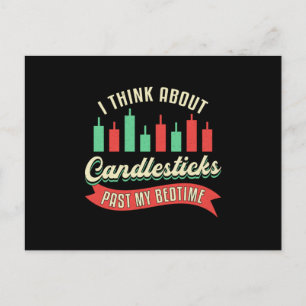 Stock Market Candlesticks Past My Bedtime Trader Postcard