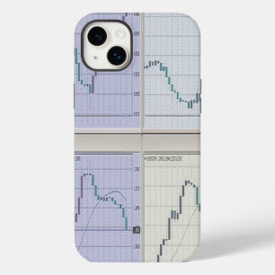 Stock market charts open in four windows Case-Mate iPhone 14 plus case