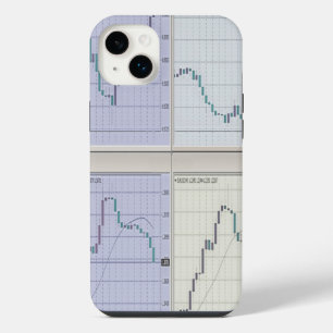 Stock market charts open in four windows iPhone 14 plus case