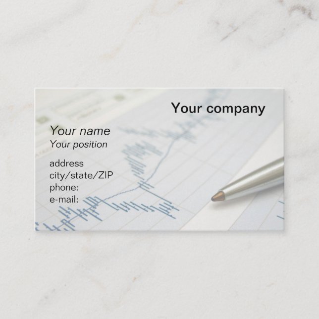 "Stock market graph and pen" business card (Front)