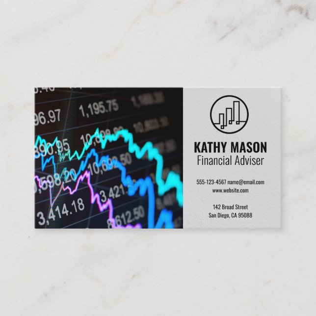 Stock Market Graph | Finance Logo Business Card (Front)