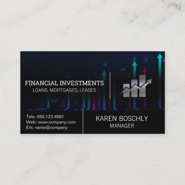 Stock Market Graph | Finance Logo Business Card (Front)