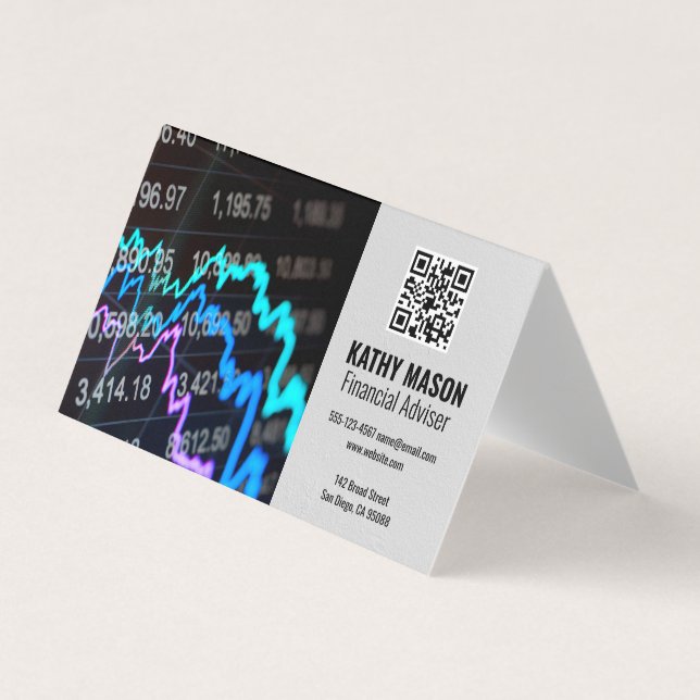 Stock Market Graph | Finance Logo QR Code Business Card (Front)