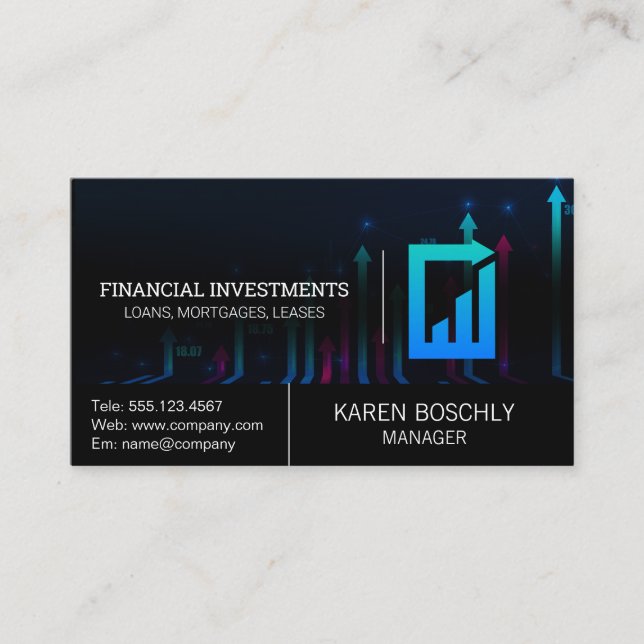 Stock Market Graph | Financial Chart Business Card (Front)