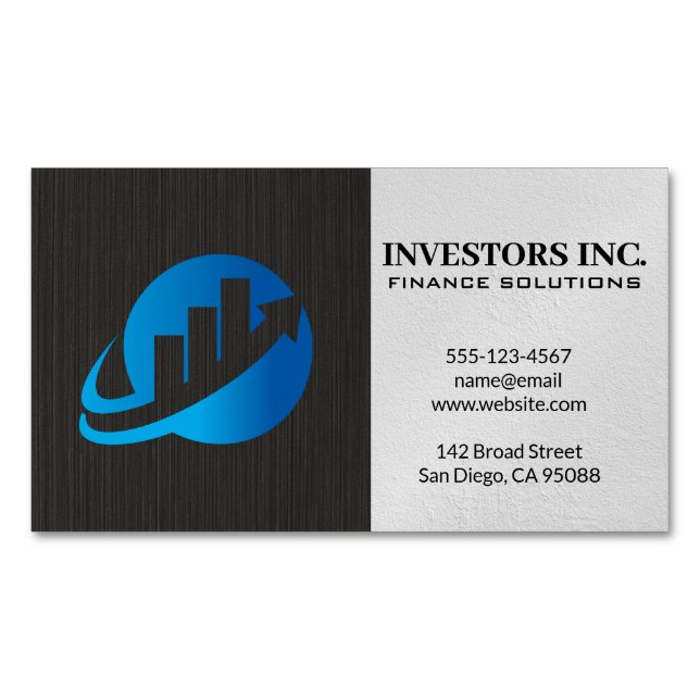 Stock Market Graph Logo | Financial  Magnetic Business Card (Front)