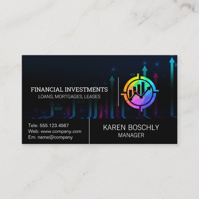 Stock Market Graph Money Chart | Fin Tech Business Card (Front)