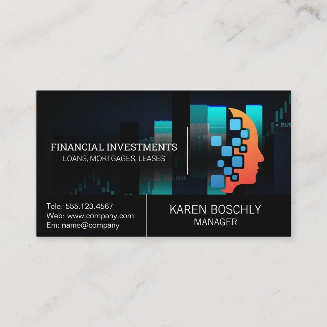 Stock Market Graph | Tech  Business Card (Front)