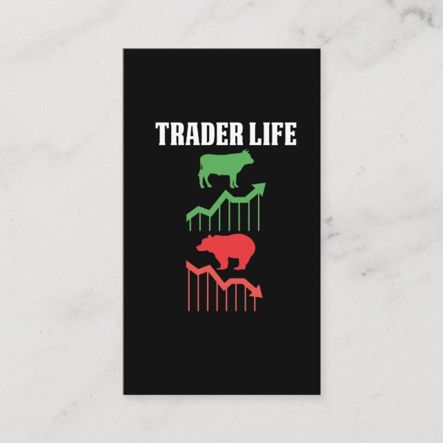 Stock Market Trader Life Trading Lover Bull Bear Business Card (Front)