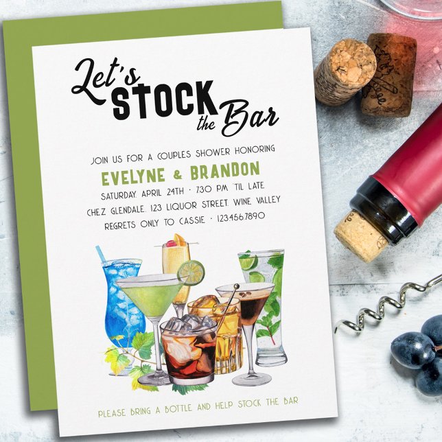 Stock the Bar Alocholic Drinks Couples Shower Invitation (Creator Uploaded)
