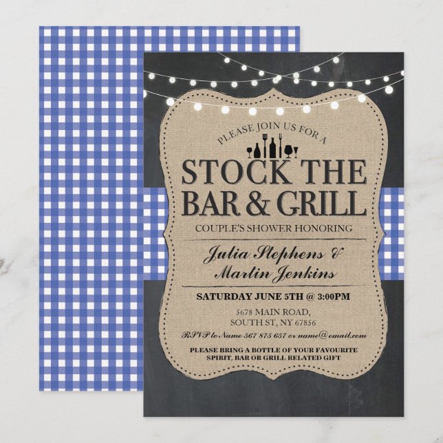 Stock The Bar and Grill Rustic Engagement Party Invitation (Front/Back)