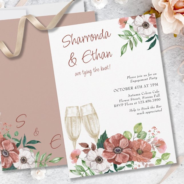 Stock the Bar Autumn Flowers Engagement Party Invitation (Creator Uploaded)