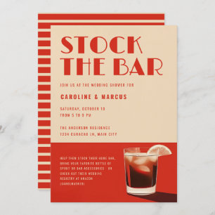 Stock The Bar Bold Retro Cocktail Wedding Shower Invitation