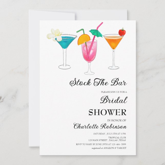 Stock The Bar Bridal Shower Invitation (Front)