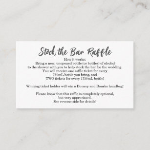 Stock the Bar Bridal Shower Raffle Ticket - Simple Enclosure Card