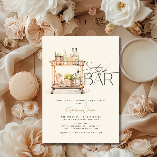 Stock The Bar Cart Couples Shower Invitation (Stock The Bar Cart Couples Shower Invitation)