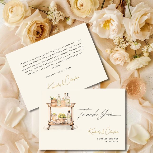Stock The Bar Cart Couples Shower Thank You Card (Creator Uploaded)