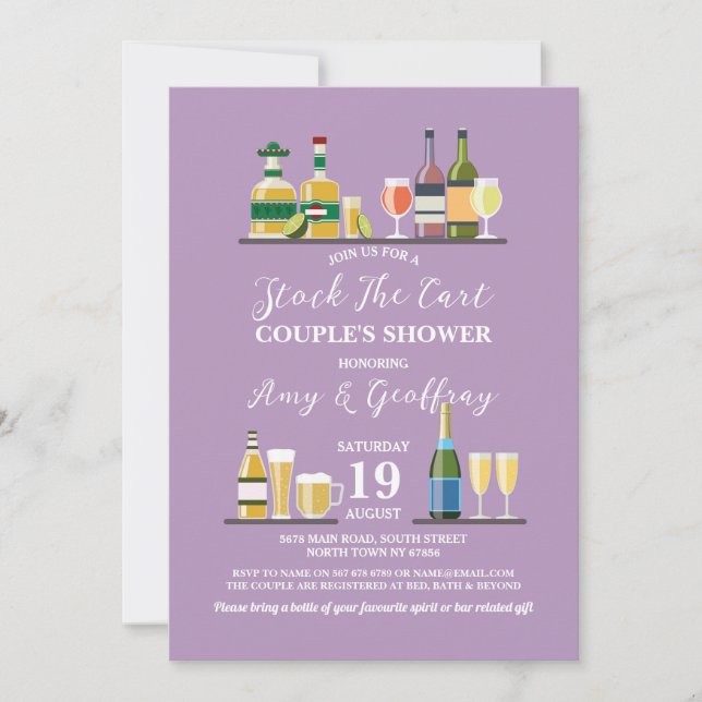 Stock The Bar Cart Party Engagement Couple Shower Invitation (Front)