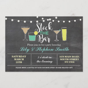 Stock The Bar Chalk Engagement Cocktails Party Invitation