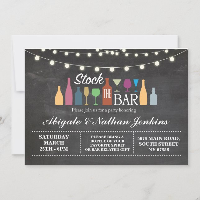 Stock The Bar Chalk Engagement Shower Invitation (Front)