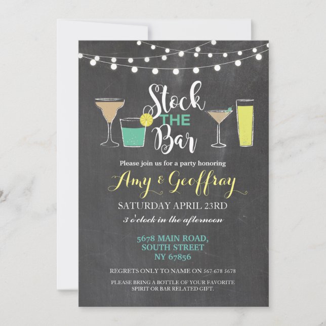 Stock The Bar Chalk Party Couple's Shower Invitation (Front)
