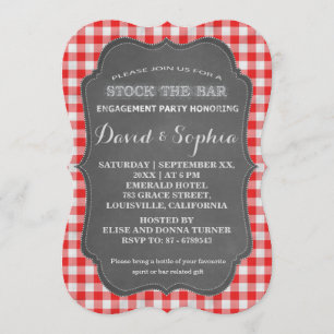 Stock the Bar Chalkboard Gingham Couples Shower Invitation