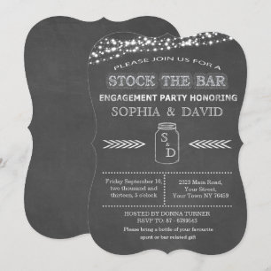 Stock the Bar Chalkboard Mason Jar Engagement Invitation