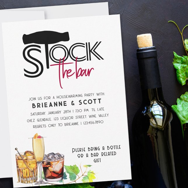 Stock the Bar Champagne Liquor Housewarming Party Invitation (Creator Uploaded)