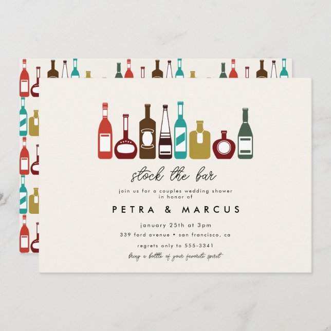 Stock the Bar Couples Bridal Wedding Shower Invitation (Front/Back)
