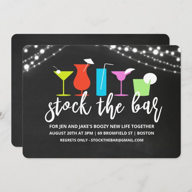 Stock the Bar Couples Coed Shower Invitation (Front/Back)