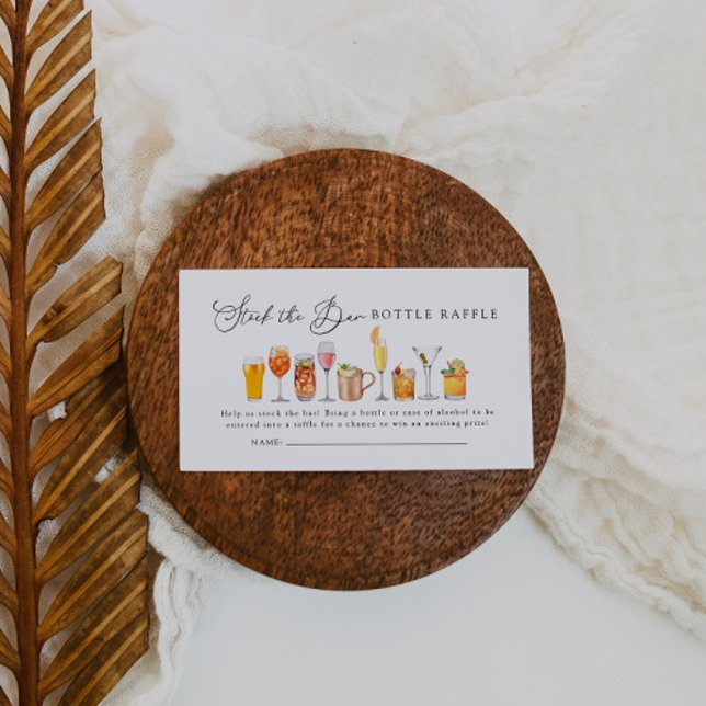 Stock The Bar Couples Shower Bottle Raffle Ticket Enclosure Card (Creator Uploaded)