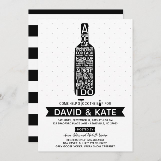 Stock the Bar Couples Shower Invitation (Front/Back)