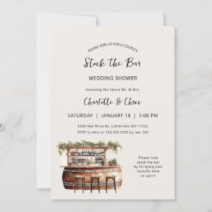 Stock the bar couples wedding shower invitation